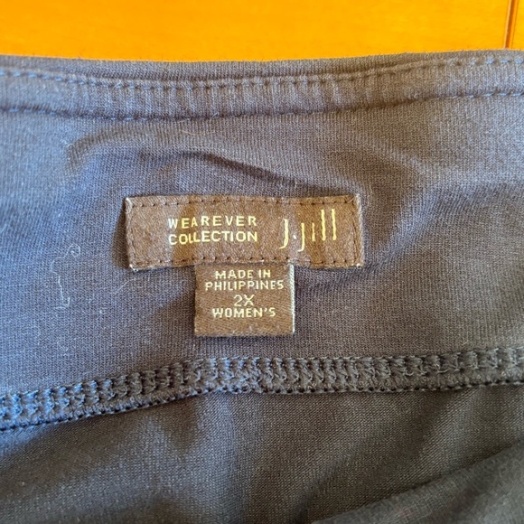 J Jill 2X Wearever Collection navy blue elastic waistband pull on midi skirt - Picture 3 of 7